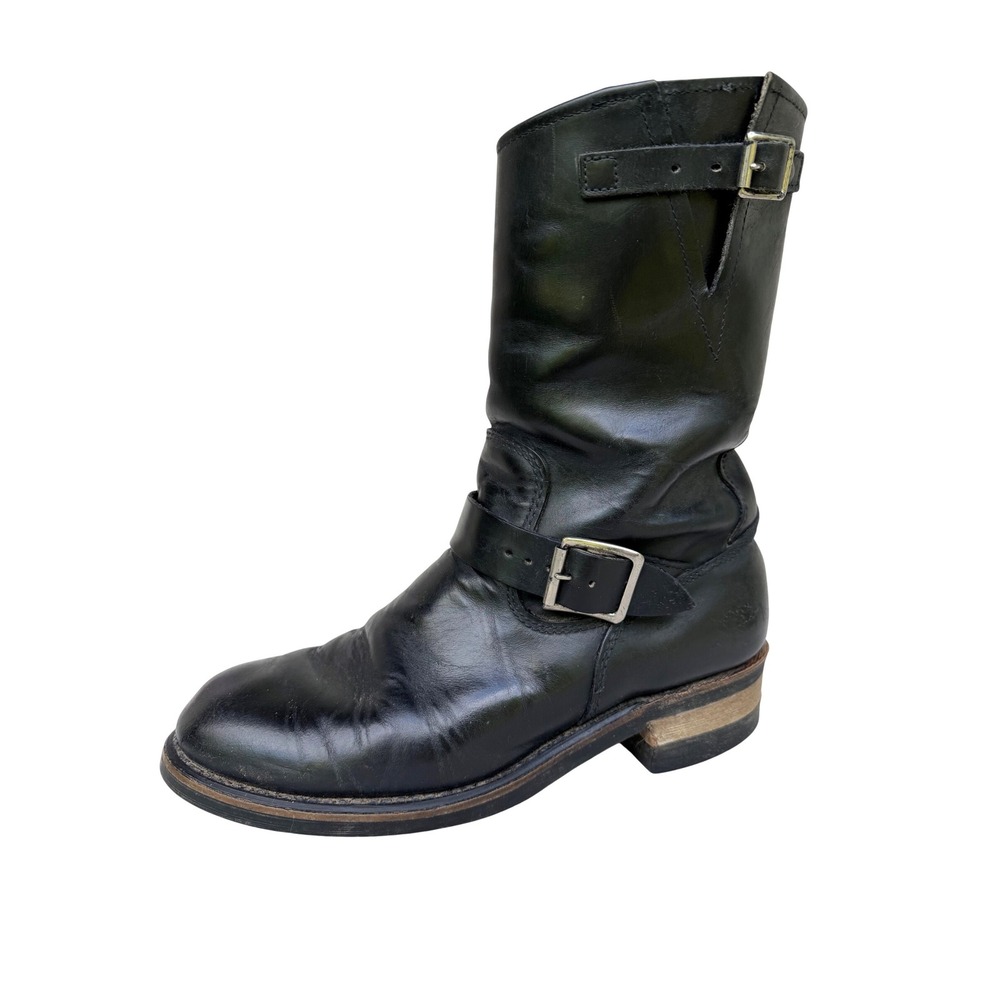 Work America Mens Black Leather Engineer Boots Vibram Sole Made in USA Size 9